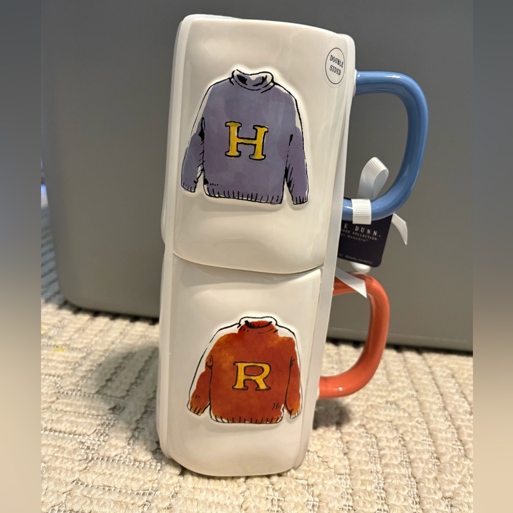 RAE DUNN Harry Potter Best Mates Sweater Double Sided Mug Set NWT